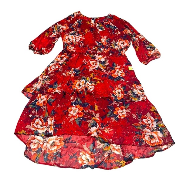 FIGUEROA & FLOWER Floral Print Red Midi Dress Size 2X NWT - Picture 7 of 16